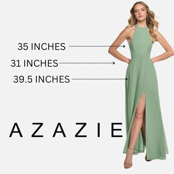 Azazie Dresses & Skirts - NWT | Azazie Clarice Dress | Matcha | Green | Halter | Chiffon | Custom | Medium